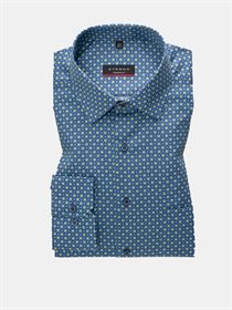 Eterna blå og grøn twill printskjorte med ekstra ærmelængde. Modern Fit 3425 44 X19P